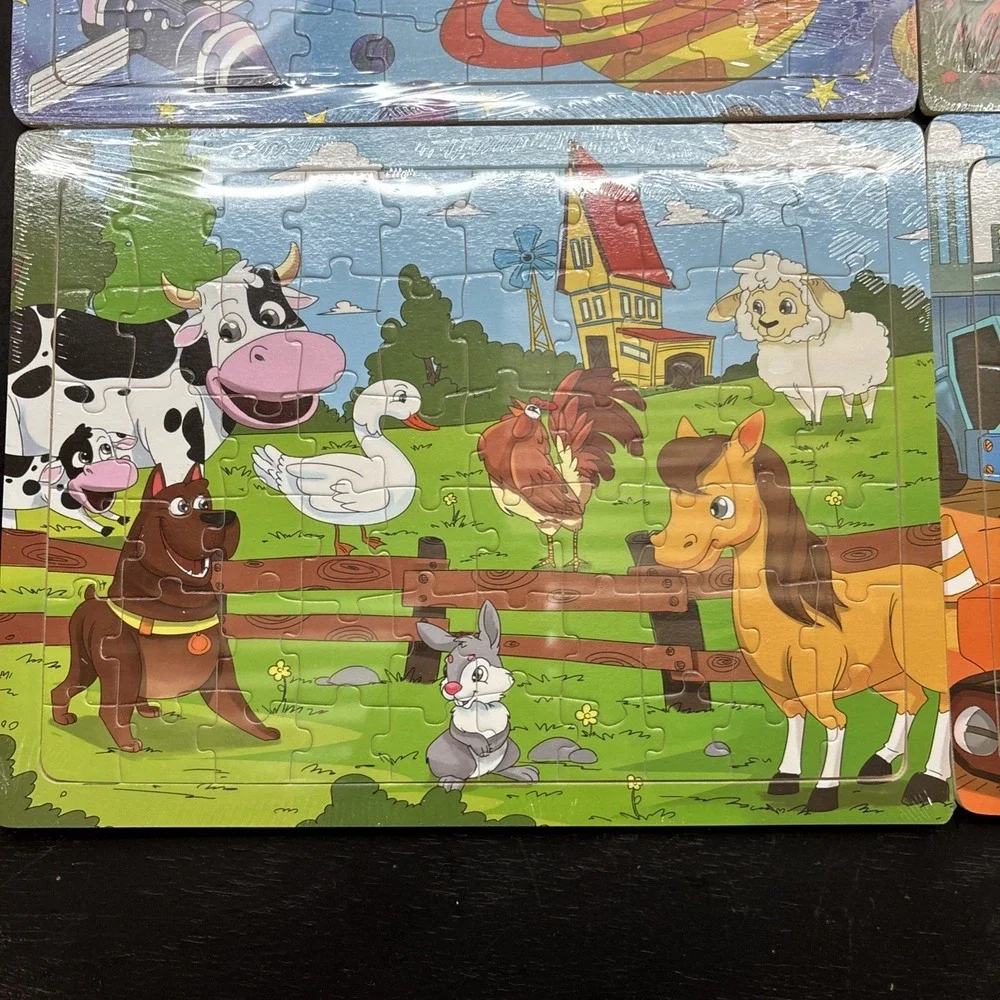 Runlycan Wooden Jigsaw Puzzle | 6 Pack With 60 Pieces Each Theme | Ages 4+